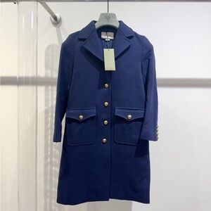 🚩steal Authentic Gucci Dark Blue Trench Coat with Gold Buttons